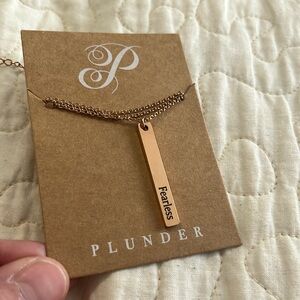 Plunder breast cancer bar necklace.
